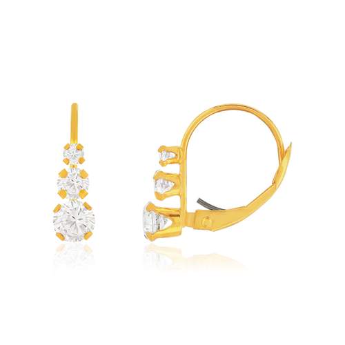 Boucles d'oreilles or 375 jaune zirconias