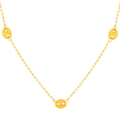 Collier or 375 jaune, motif grain de café 45cm - vue 1