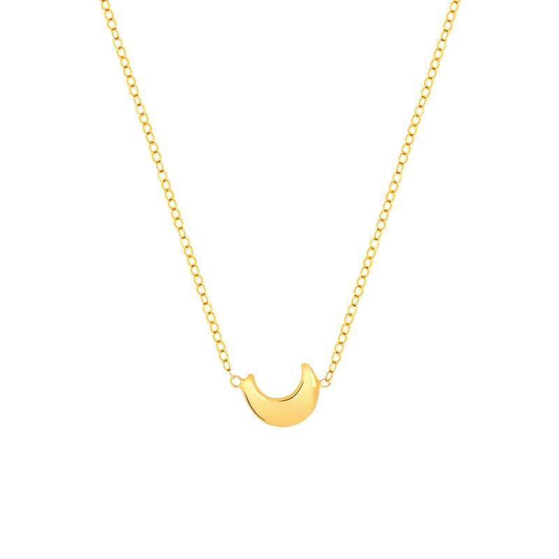 Collier or 375 jaune, motif croissant de lune 45 cm - vue 1