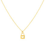 Collier or 375 jaune, motif cadenas avec coeur 45 cm - vue 1