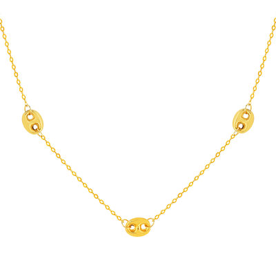 Collier or 375 jaune, motif grain de café 45 cm - vue 1