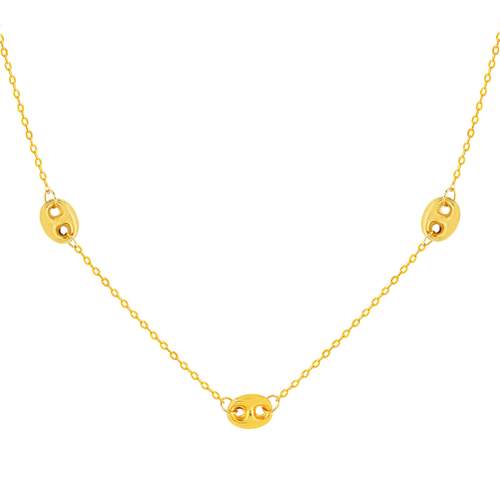Collier or 375 jaune, motif grain de café 45 cm