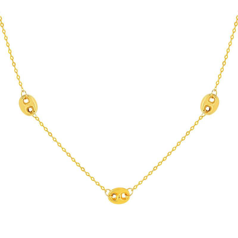 Collier or 375 jaune, motif grain de café 45 cm - vue 1