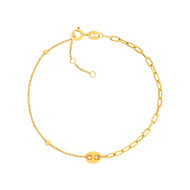 Bracelet or 375 jaune, motif grain de café 18cm