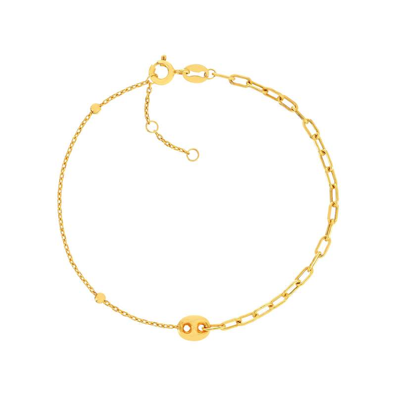 Armband van 375 geelgoud, met koffieboonmotief, 18 cm - afbeelding 1