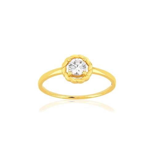 Bague or 375 jaune zirconia