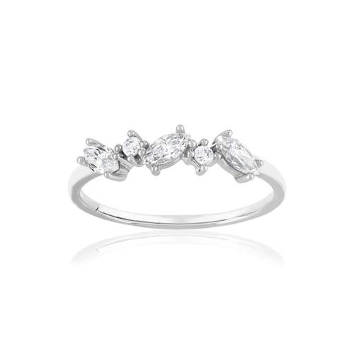 Bague or 375 blanc zirconia