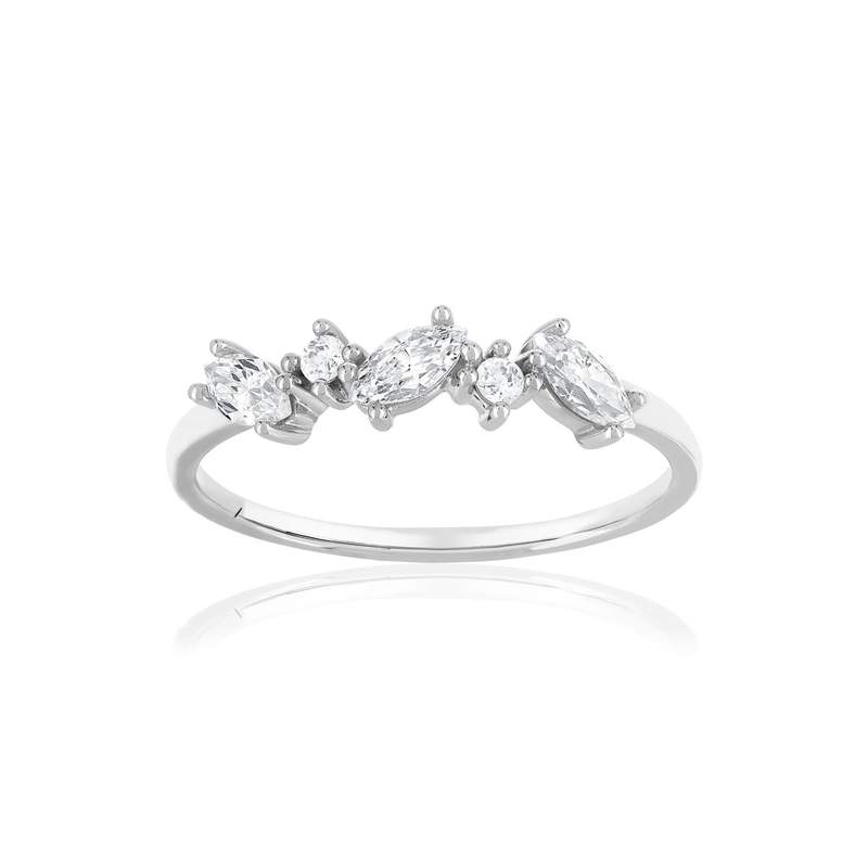 Bague or 375 blanc zirconia - vue 1
