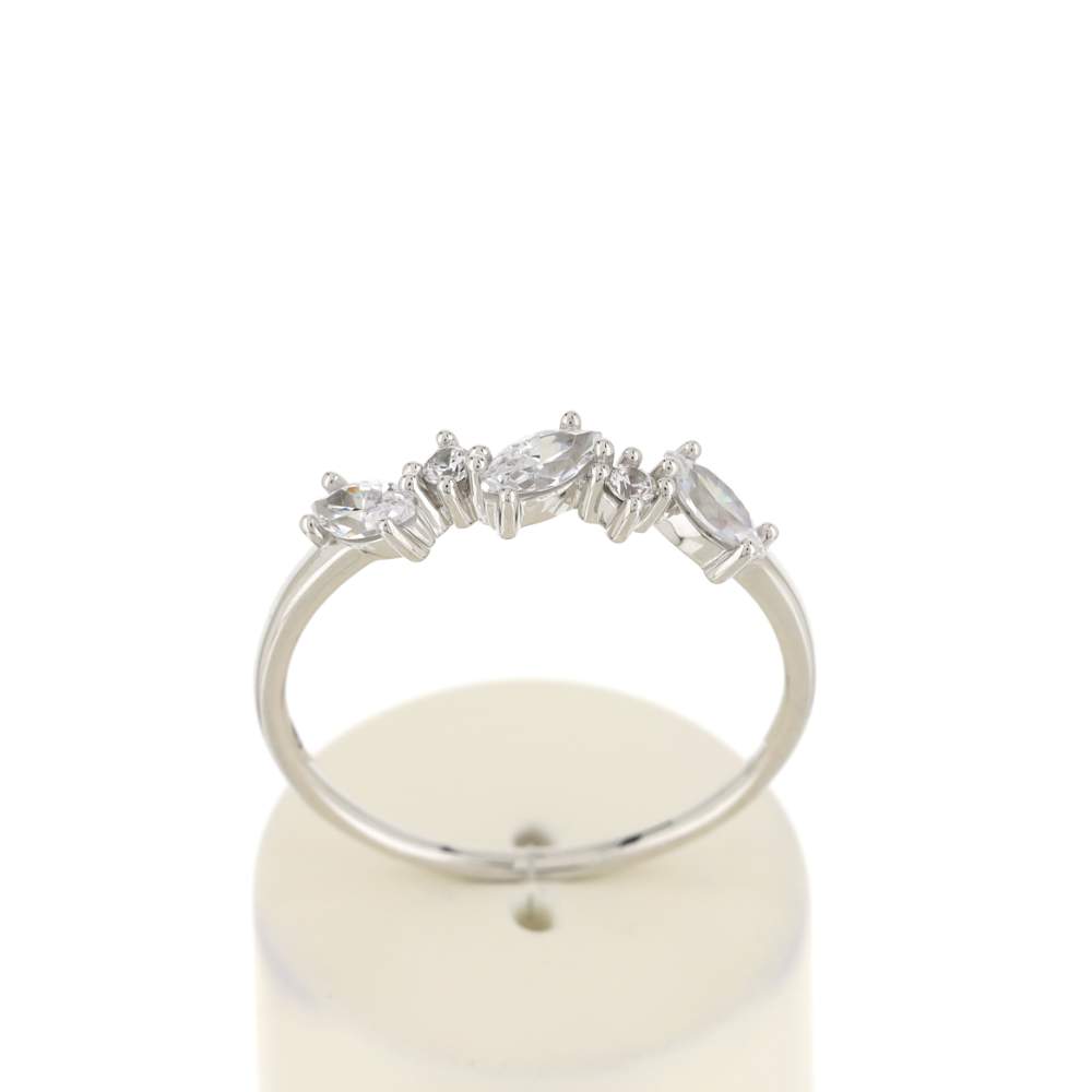 Bague or 375 blanc zirconia - vue 1