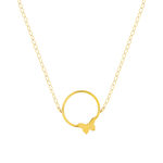 Collier or 375 jaune 45 cm motif anneau et papillon 45 cm - vue 1