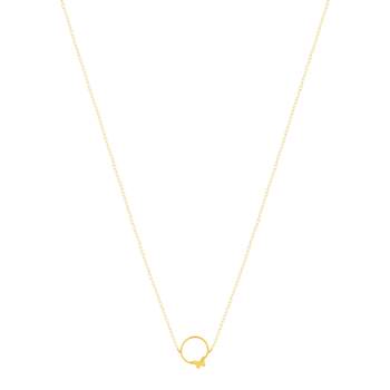 Collier or 375 jaune 45 cm motif anneau et papillon 45 cm