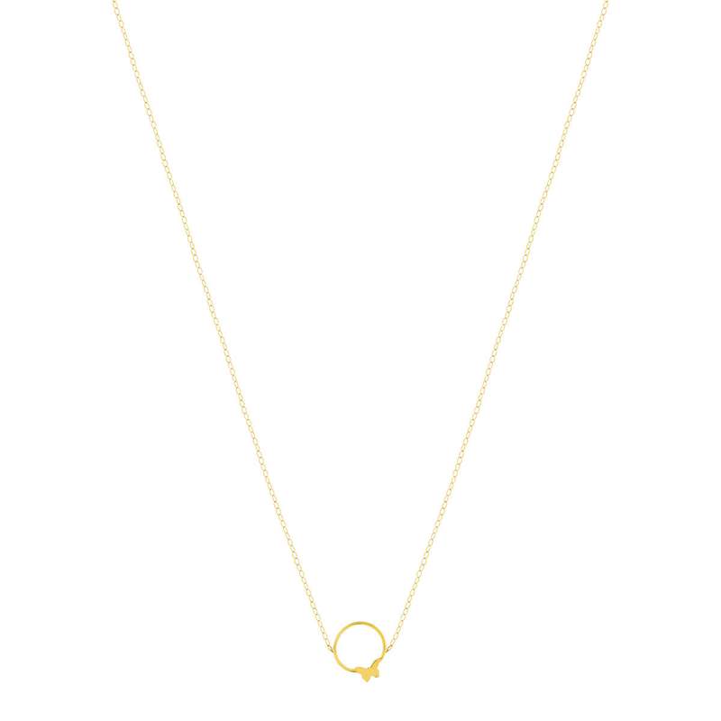 Collier or 375 jaune 45 cm motif anneau et papillon 45 cm - vue 2