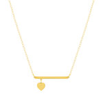 Collier or 375 jaune, motif barrette pampille coeur 45cm - vue 1