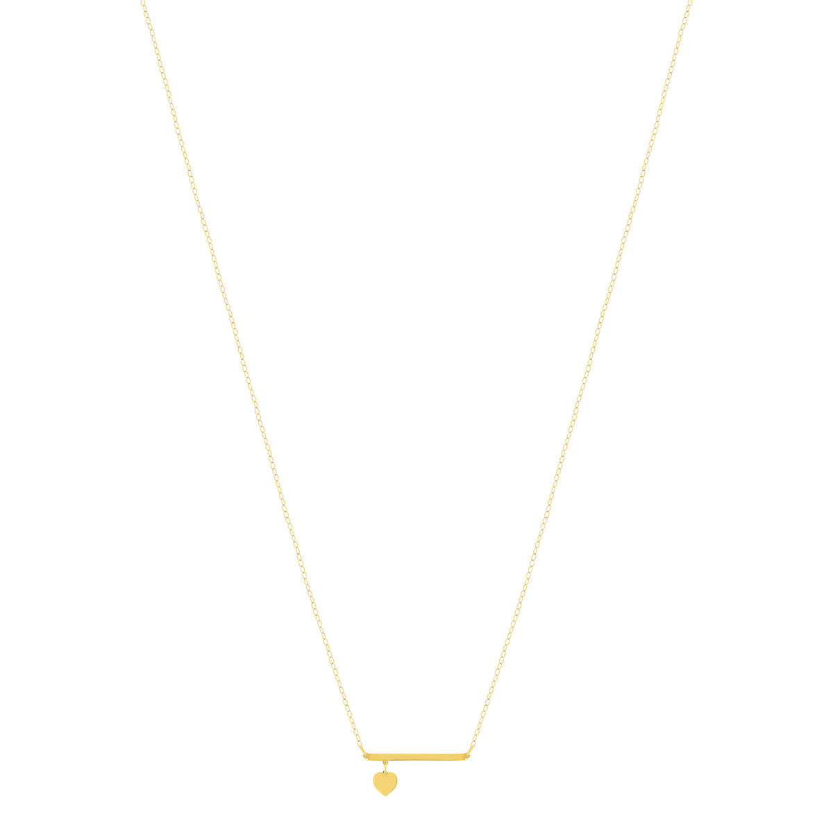 Collier or 375 jaune, motif barrette pampille coeur 45cm - vue 2
