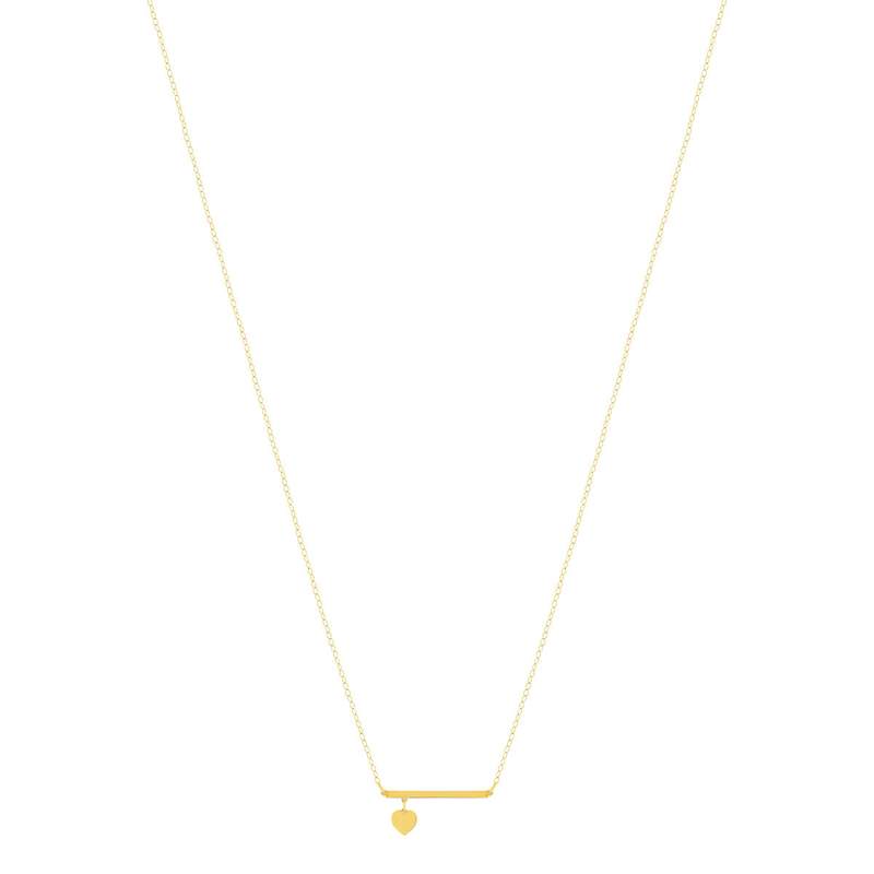 Collier or 375 jaune, motif barrette pampille coeur 45cm - vue 2