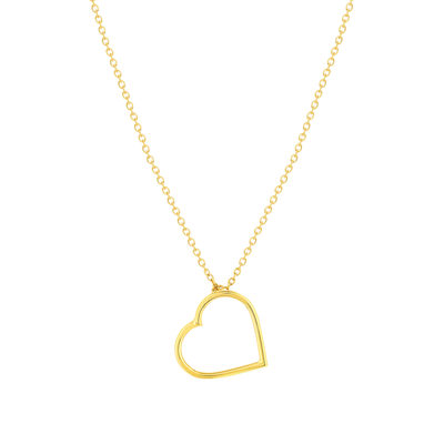 Collier or 375 jaune, motif coeur 45 cm
