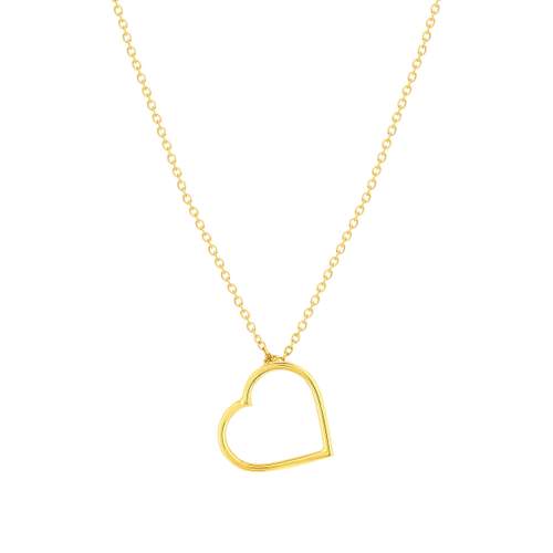 375 geelgouden collier, hart motief 45 cm
