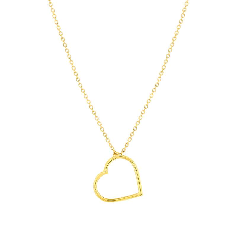 Collier or 375 jaune, motif coeur 45 cm - vue 1