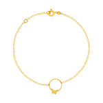 Bracelet or 375 jaune, motif cercle papillon 18,5 cm - vue 1
