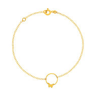Bracelet or 375 jaune, motif cercle papillon 18,5 cm