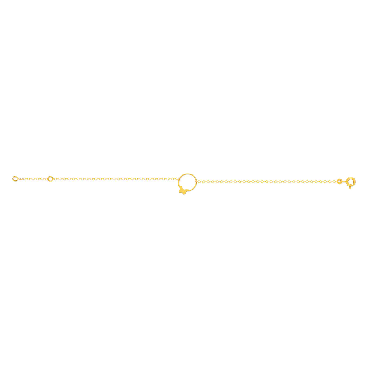 Bracelet or 375 jaune, motif cercle papillon 18,5 cm - vue 2