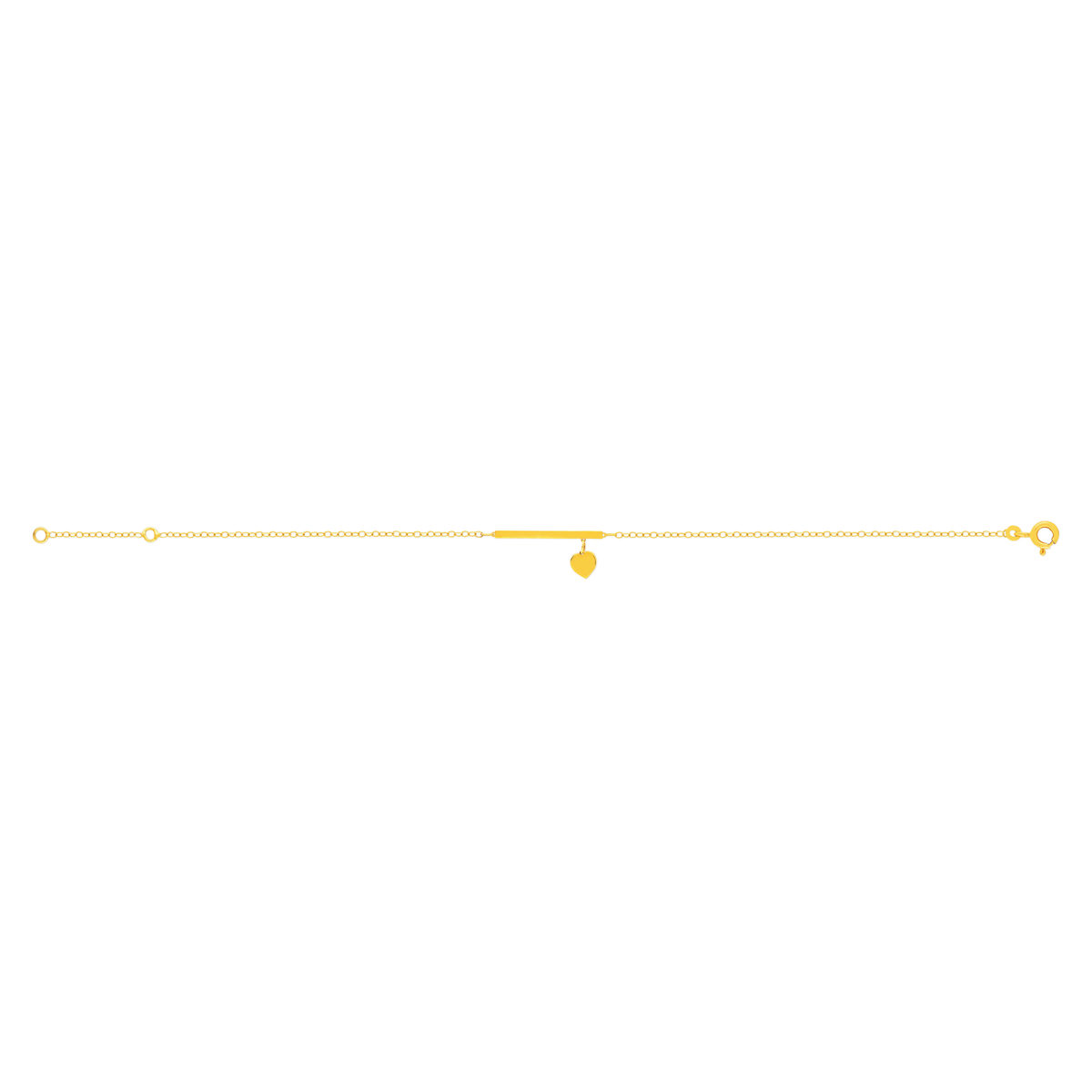 Bracelet or 375 jaune, motif barrette et coeur 18,5 cm - vue 2