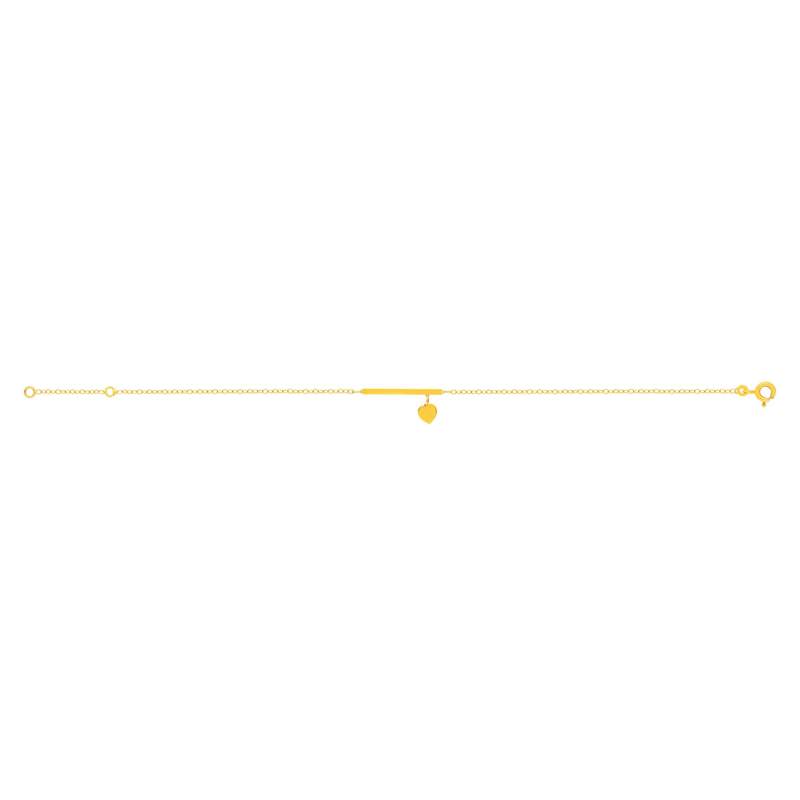 Bracelet or 375 jaune, motif barrette et coeur 18,5 cm - vue 2