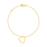 Bracelet or 375 jaune, pampille coeur 18.5 cm - vue 1