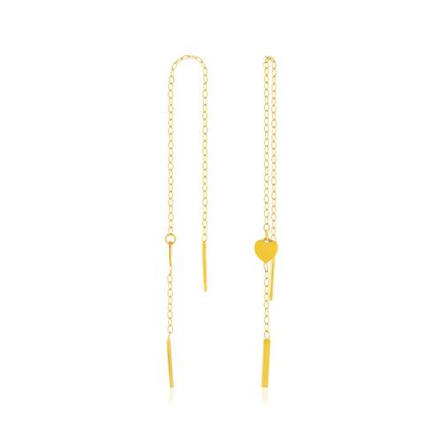 Boucles d'oreilles or 375 jaune, motif coeur.