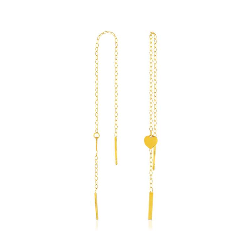 Boucles d'oreilles or 375 jaune, motif coeur. - vue 1