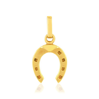 Pendentif or 375 jaune, motif fer à cheval. - vue 1