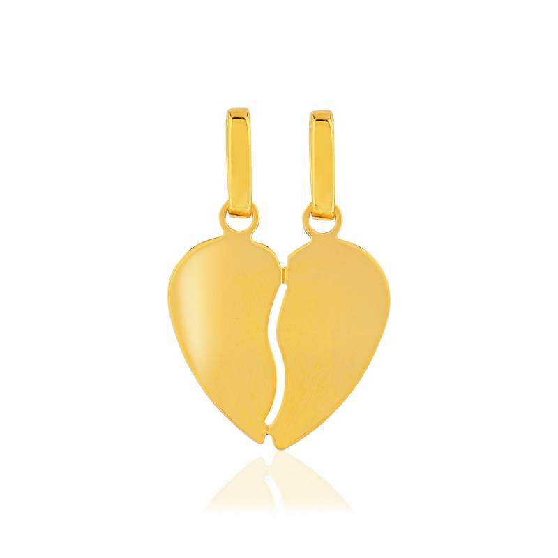 Pendentif or 375 jaune, motif coeur détachable - vue 1