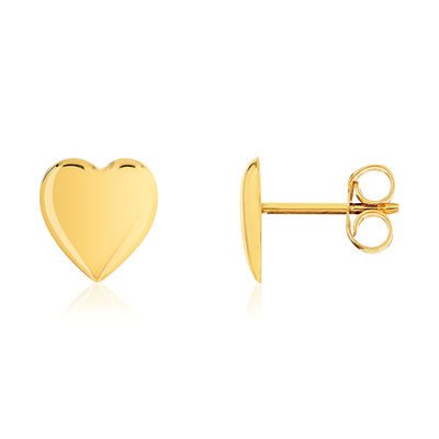Boucles d'oreilles or 375 jaune, motif coeur - vue 1