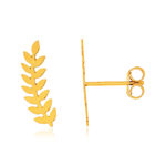Boucles d'oreilles or 375 jaune, motif feuilles. - vue 1