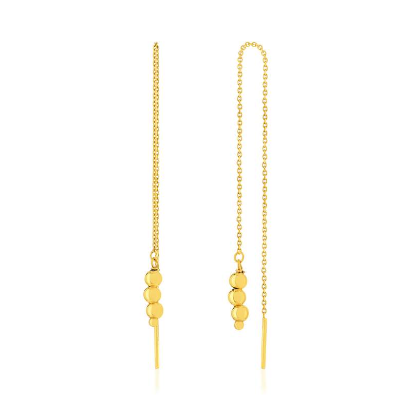 Boucles d'oreilles or 375 jaune, motif boules. - vue 1