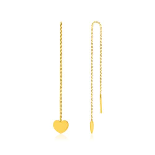 Heart motif earrings in 375 yellow gold