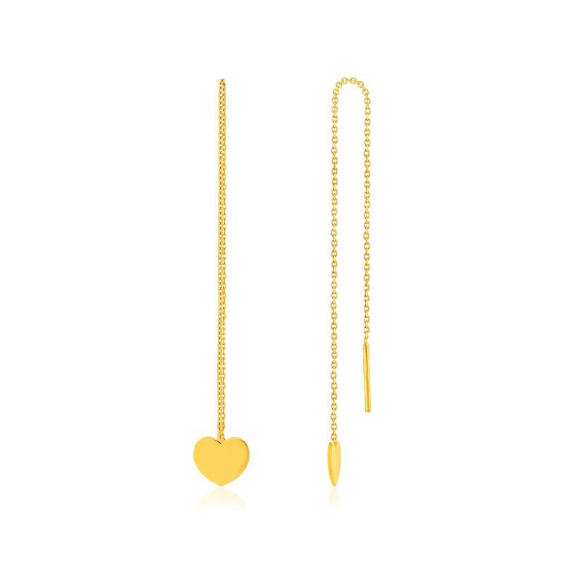 Boucles d'oreilles or 375 jaune motif coeur - vue 1