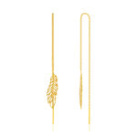 Boucles d'oreilles or 375 jaune motif feuille - vue 1