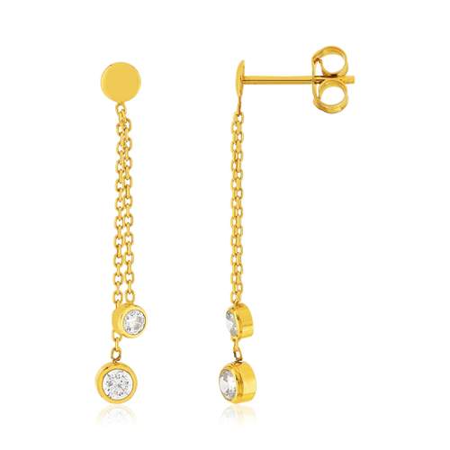 Boucles d'oreilles or 375 jaune zirconias
