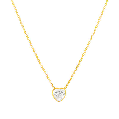Collier or 375 jaune zirconias, motif coeur 45cm - vue 1