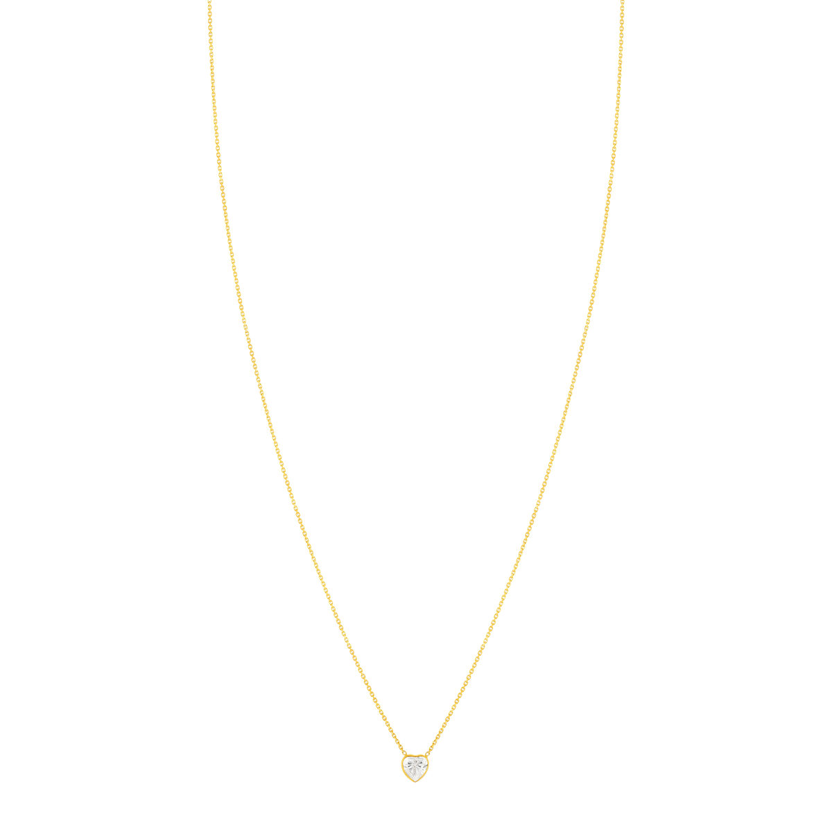 Collier or 375 jaune zirconias, motif coeur 45cm - vue 2