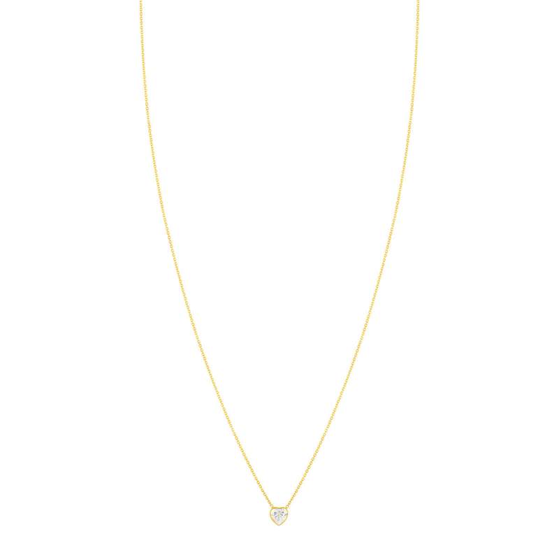 Collier or 375 jaune zirconias, motif coeur 45cm - vue 2