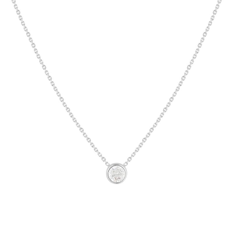 Collier or 375 blanc zirconia 45 cm - vue 1