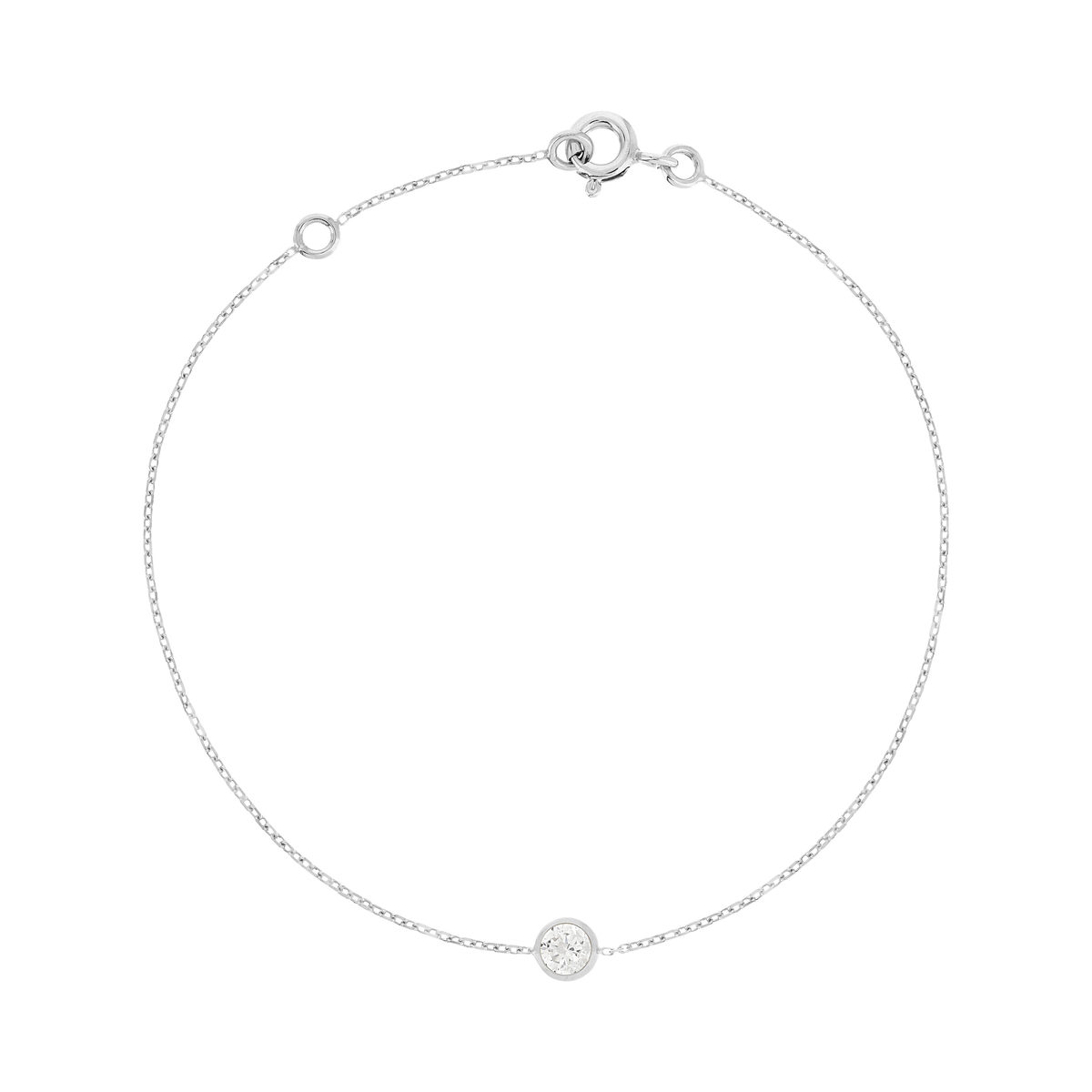 Bracelet or 375 blanc zirconia 18.5 cm