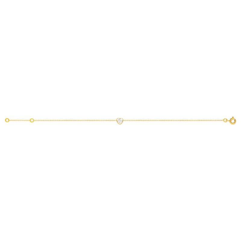 Bracelet or 375 jaune zirconia, motif coeur 18 cm. - vue 2