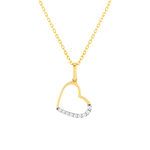 Collier or 375 jaune, zirconias motif coeur 45 cm - vue 1
