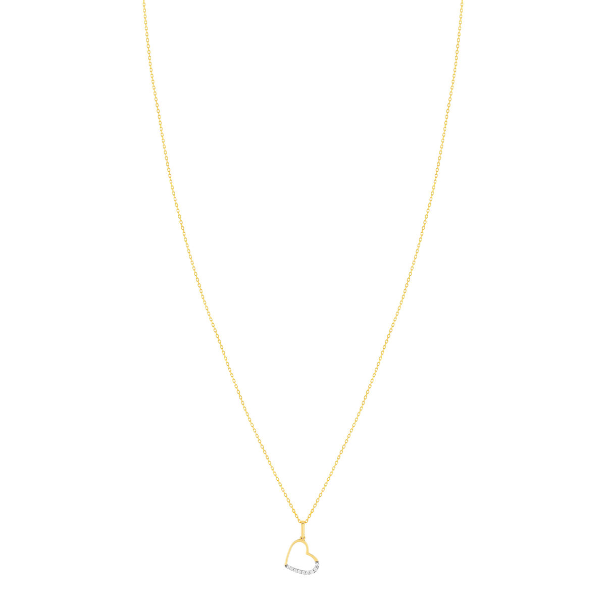 Collier or 375 jaune, zirconias motif coeur 45 cm - vue 2
