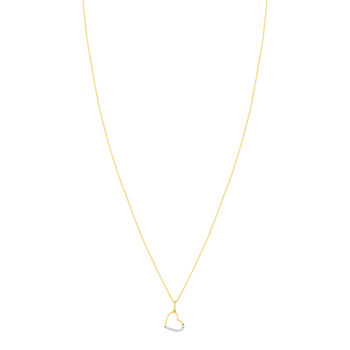 Collier or 375 jaune, zirconias motif coeur 45 cm