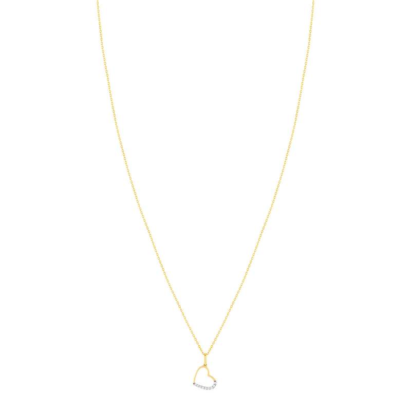 Collier or 375 jaune, zirconias motif coeur 45 cm - vue 2