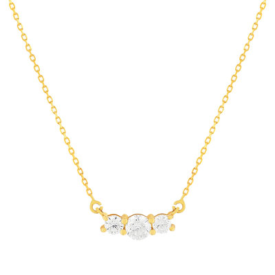 Collier or 375 jaune zirconias, 45 cm - vue 1